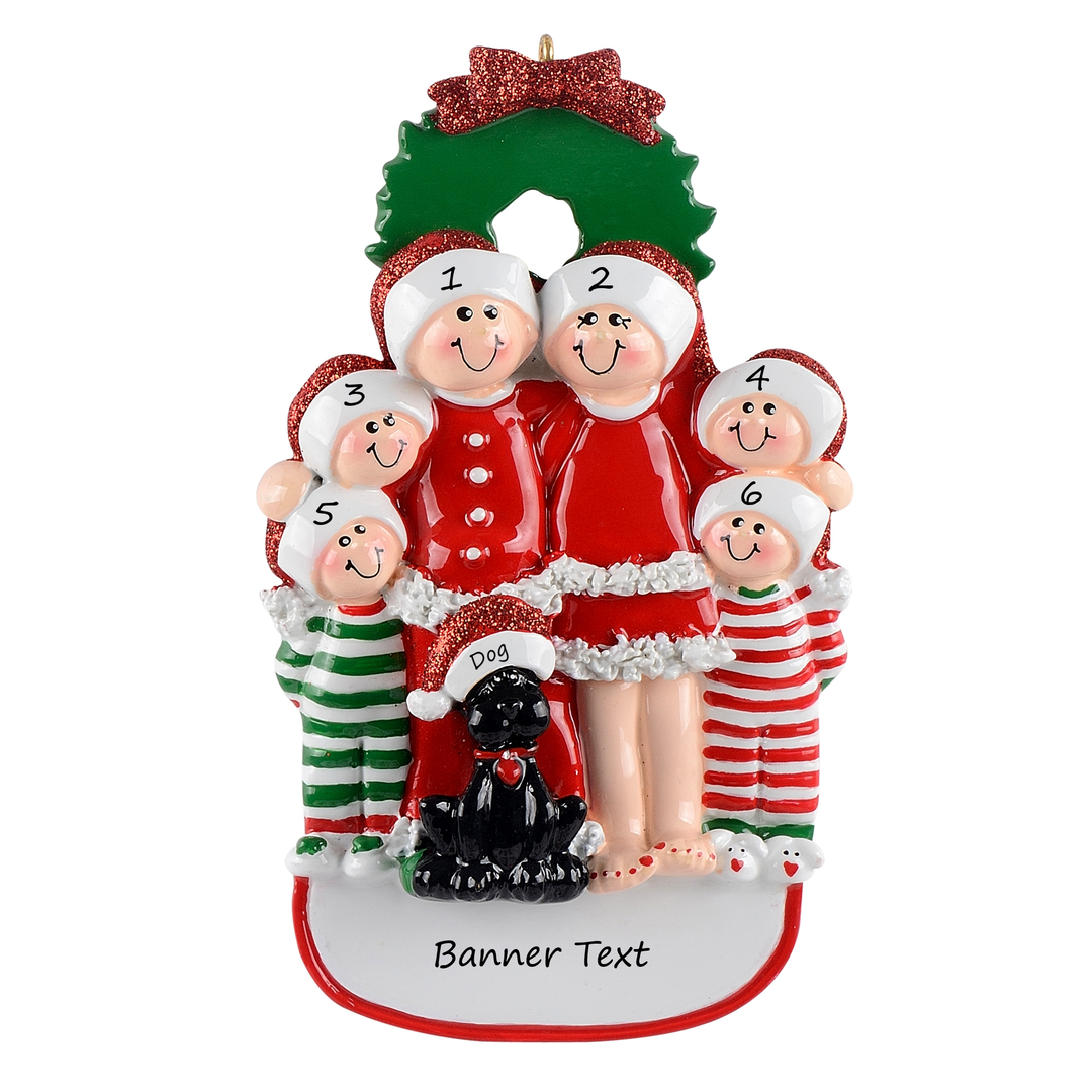 Christmas Family w/Black Dog 6