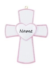 Pink Cross Personalised Christmas Ornament