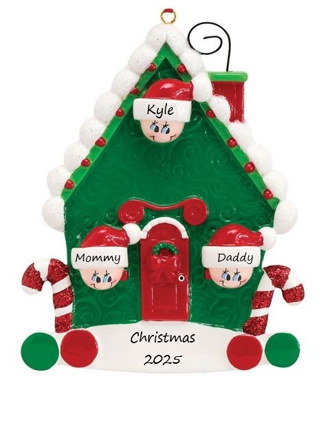 Candy Cane House 3 Personalised Christmas Ornament