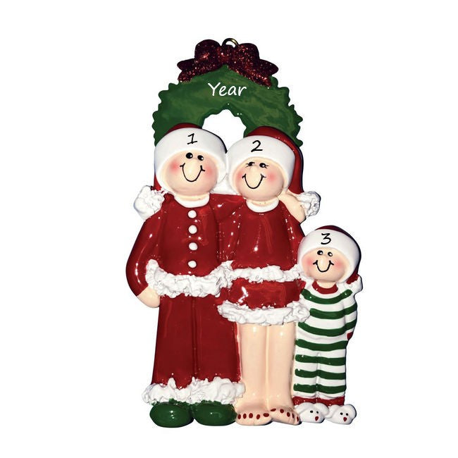 Christmas Eve Family 3 Personalised Christmas Ornament