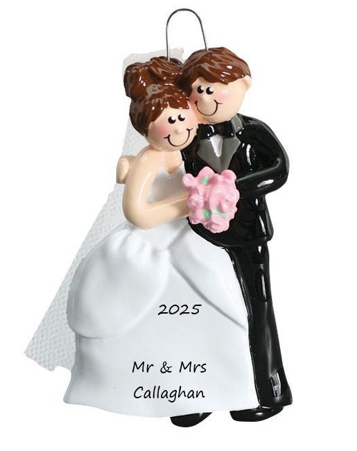 Cozy Wedding Couple Personalised Christmas Ornament