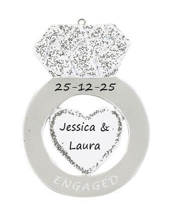 Engagement Ring Personalised Christmas Ornament