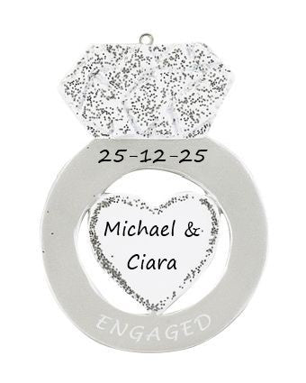 Engagement Ring Personalised Christmas Ornament