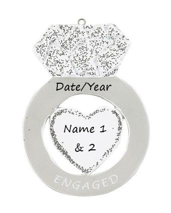 Engagement Ring Personalised Christmas Ornament