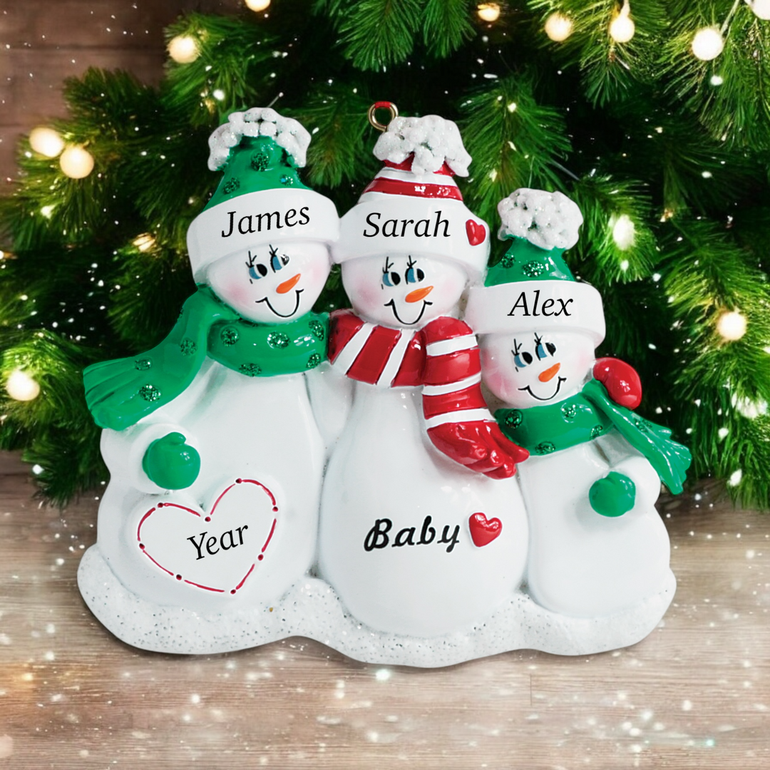 Expecting Family 3 Personalised Christmas Ornament