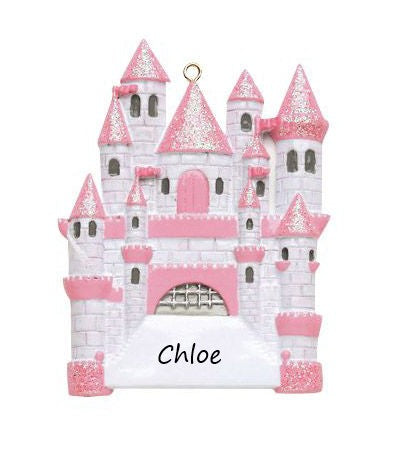 Fairytale Castle Pink Personalised Christmas Ornament
