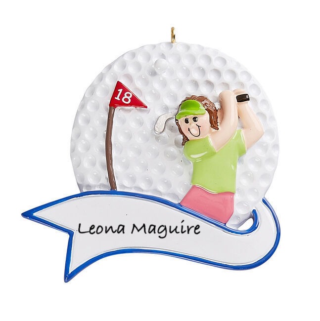 Golf Girl Personalised Christmas Ornament