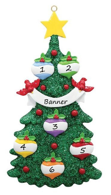 Green Glitter Tree 6 Personalised Christmas Ornament
