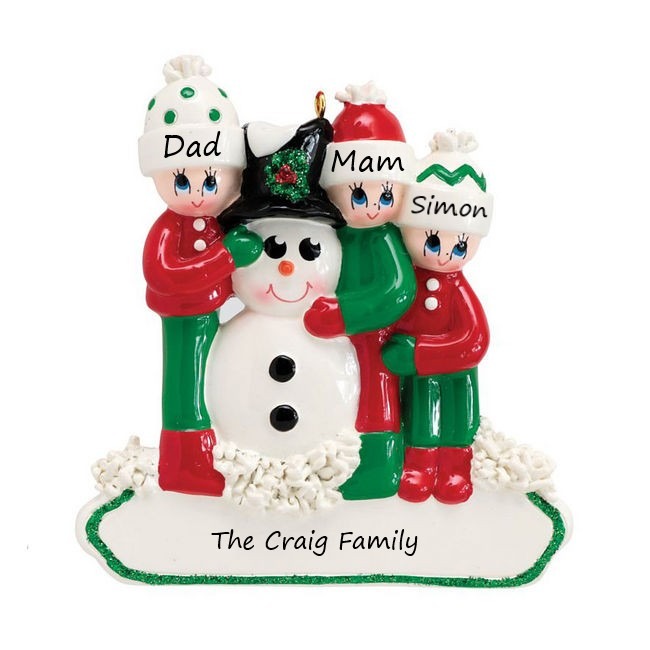 Making a Snowman 3 Personalised Christmas Ornament