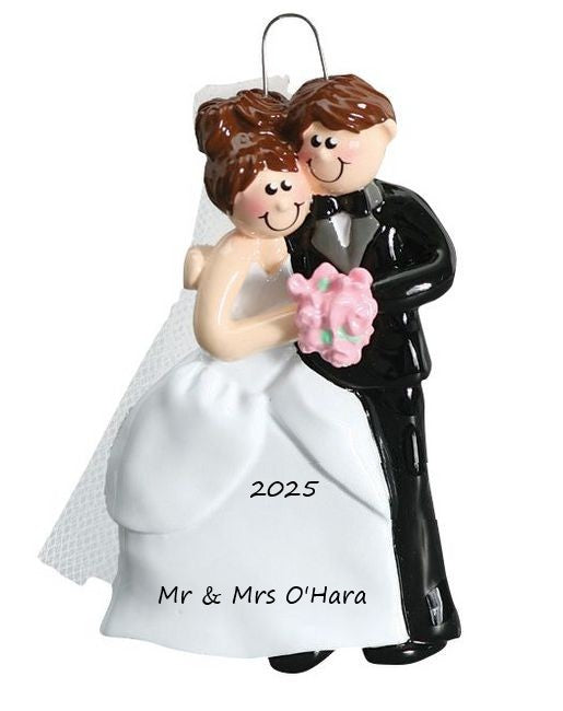 Cozy Wedding Couple Personalised Christmas Ornament