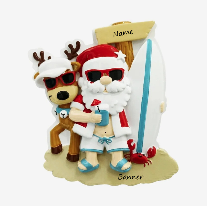 PX Beach Time Santa Personalised Christmas Ornament