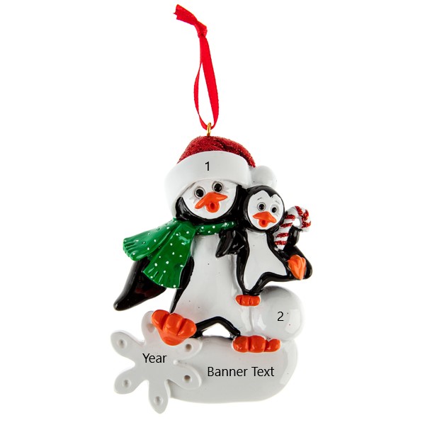 Penguin parents 1 personalised christmas ornament