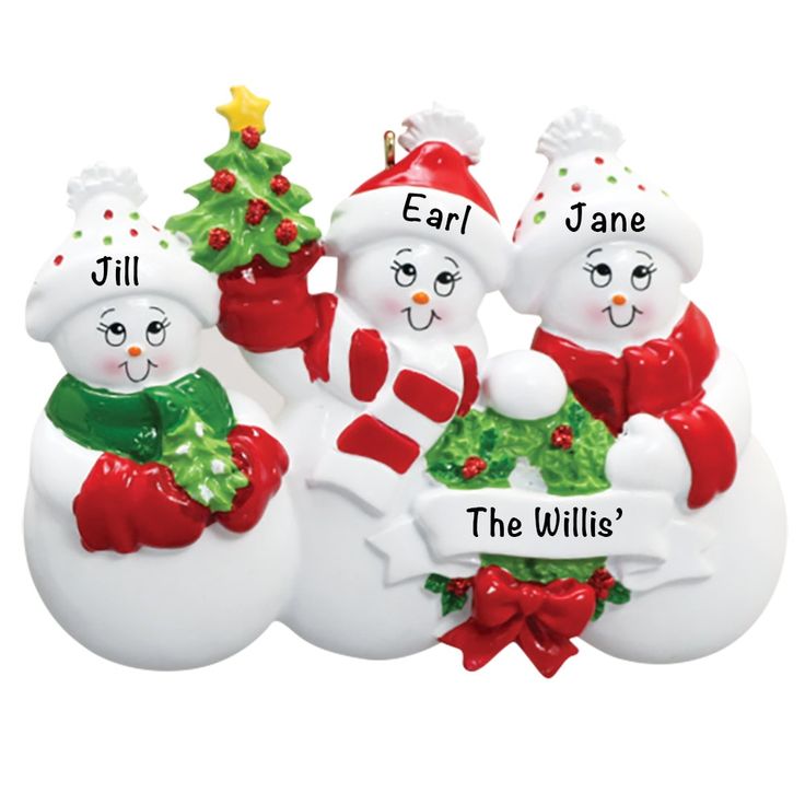 Snow Family 3 Personalised Christmas Ornament