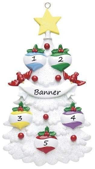 White Tree 5 Personalised Christmas Ornament