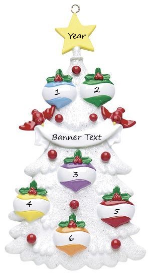 White Glitter Tree 6 Personalised Christmas Ornament