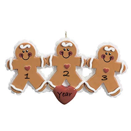 Gingerbread Family 3 Personalised Christmas Ornament