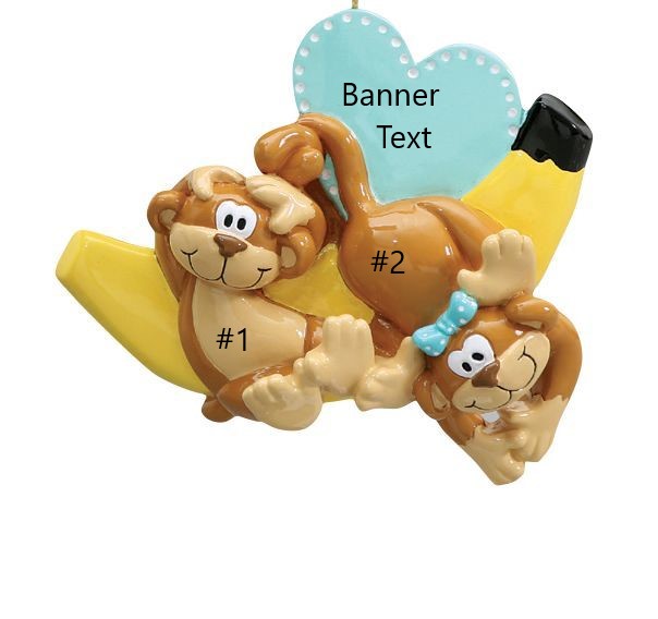 Monkey Couple Personalised Christmas Ornament