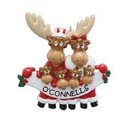 Moose Family 6 Personalised Christmas Ornament