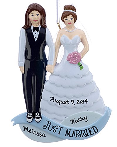 Same Sex Marriage Women Dress & Suit Personalised Christmas Ornament
