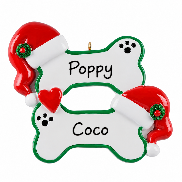 Santa Double Dog Bone- Personalised