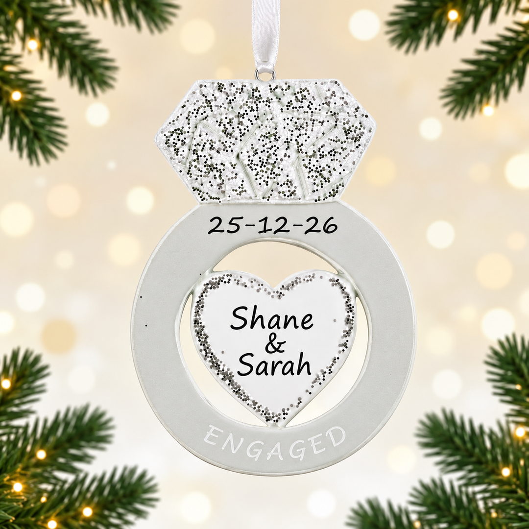 Engagement Ring Personalised Christmas Ornament