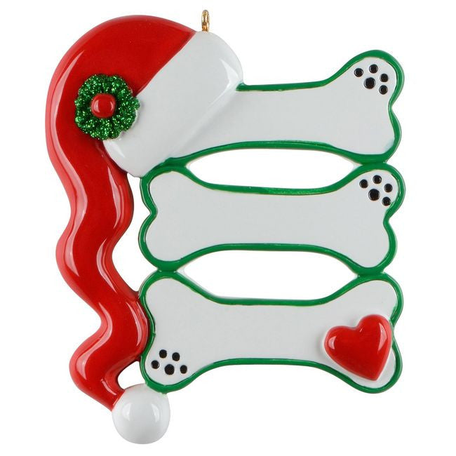 Santa Triple Dog Bone - personalised