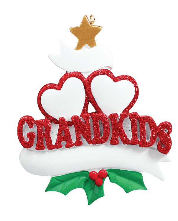 Grandkid Hearts 2 Personalised Christmas Ornament