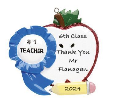 #1 Teacher Personalised Christmas Ornament