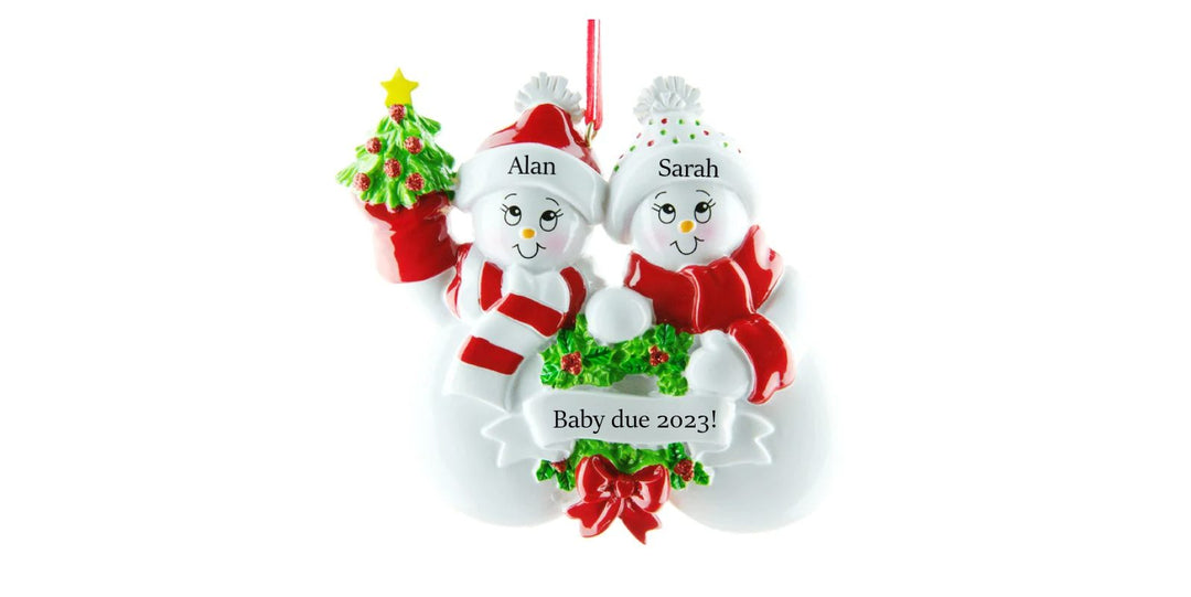Snow Couple Family 2  Personalised Christmas Ornament
