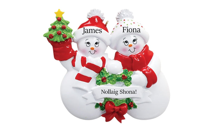 Snow Couple Family 2  Personalised Christmas Ornament