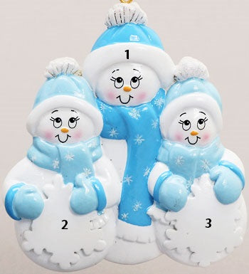 Single Snowman with 2 children Ornament