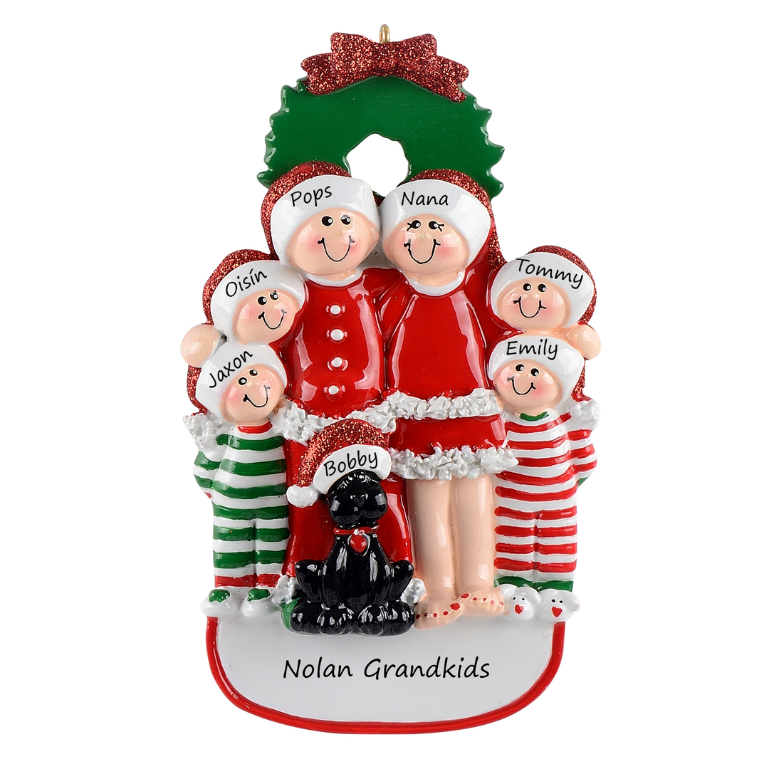 Christmas Family w/Black Dog 6