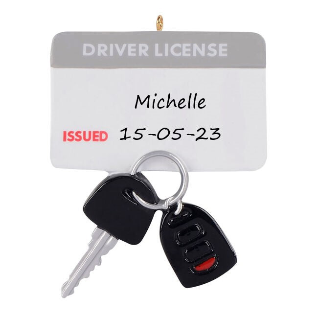 Driving License Keys Personalised Christmas Ornament