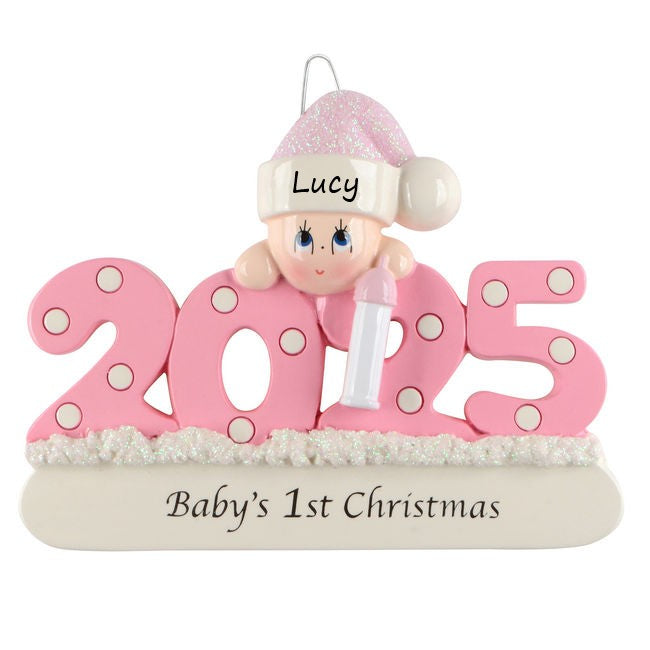 2025 Baby - Pink Personalised Christmas Ornament