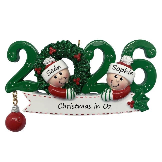 2026 Family 2 Personalised Christmas Ornament