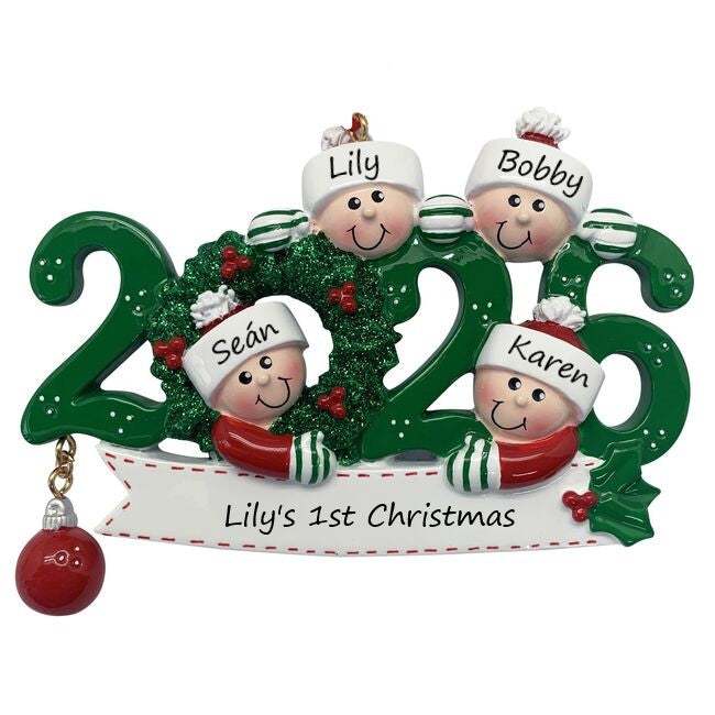 2025 Family 4 Personalised Christmas Ornament