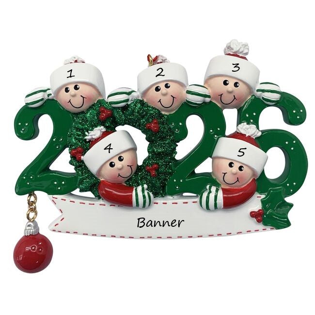 2026 Family 5 Personalised Christmas Ornament
