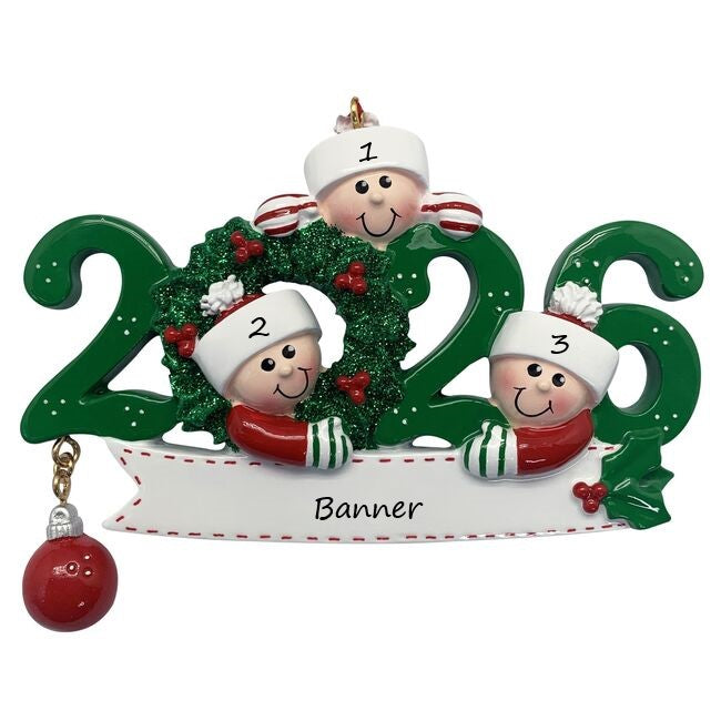 2026 Family 3 Personalised Christmas Ornament