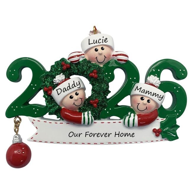 2026 Family 3 Personalised Christmas Ornament