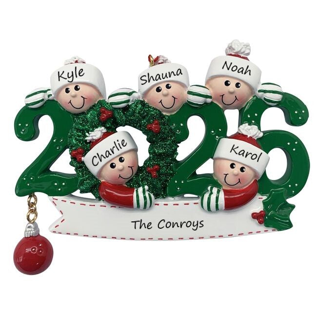 2026 Family 5 Personalised Christmas Ornament