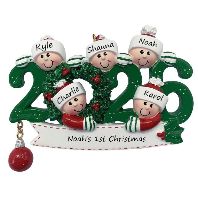 2026 Family 5 Personalised Christmas Ornament
