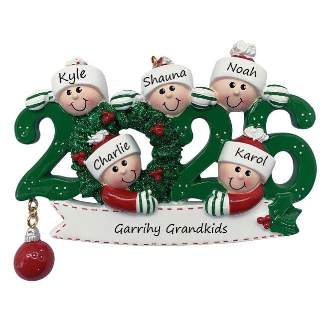 2026 Family 5 Personalised Christmas Ornament