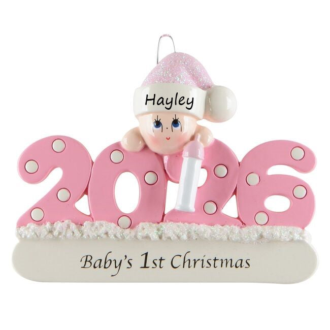 2026 Baby - Pink Personalised Christmas Ornament