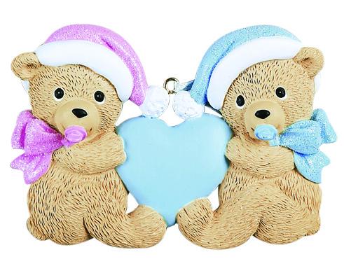 Twin Pink/Blue Personalised Christmas Ornament