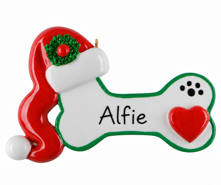 Santa Dog Bone - personalised