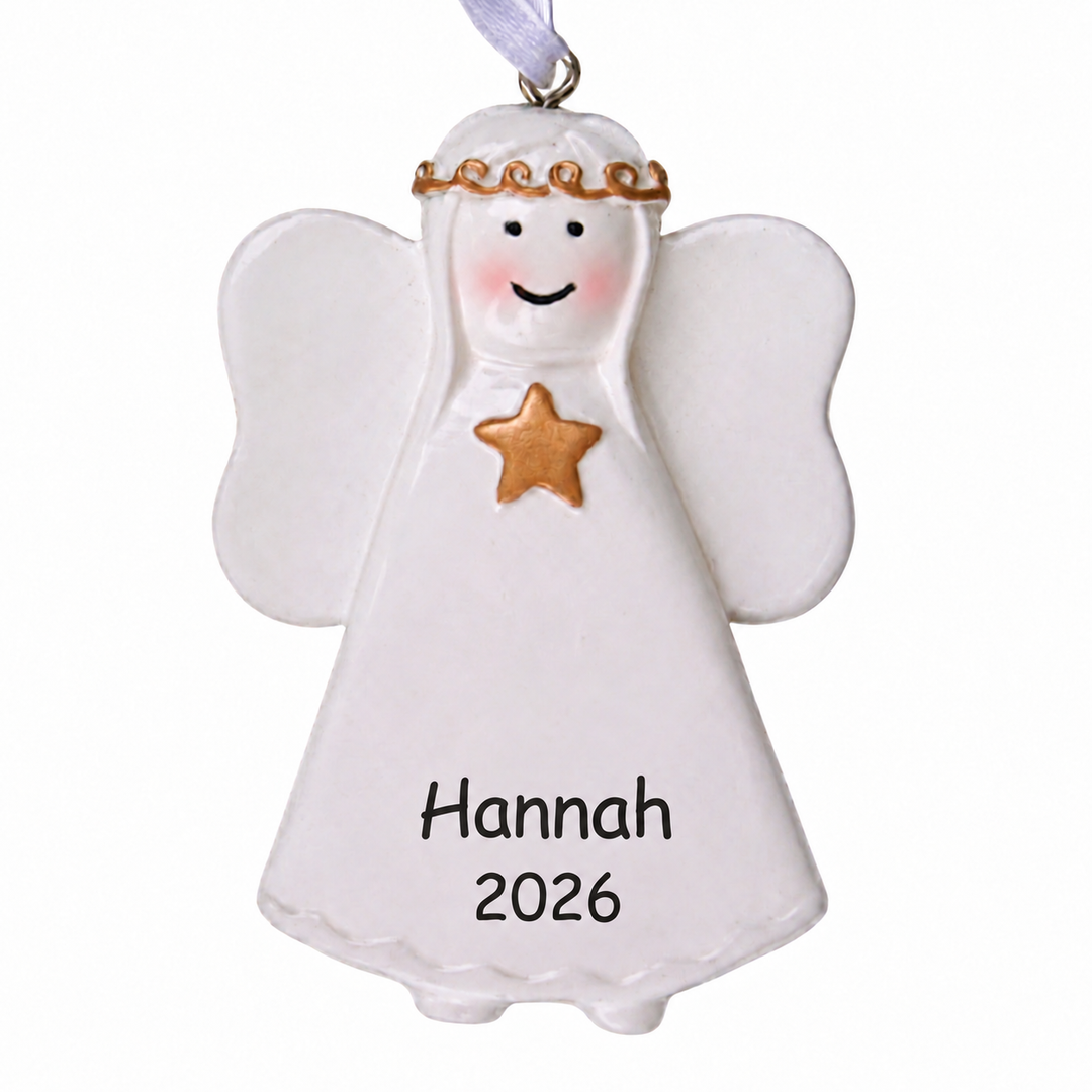 CR Gold Star Angel Personalised Christmas Ornament