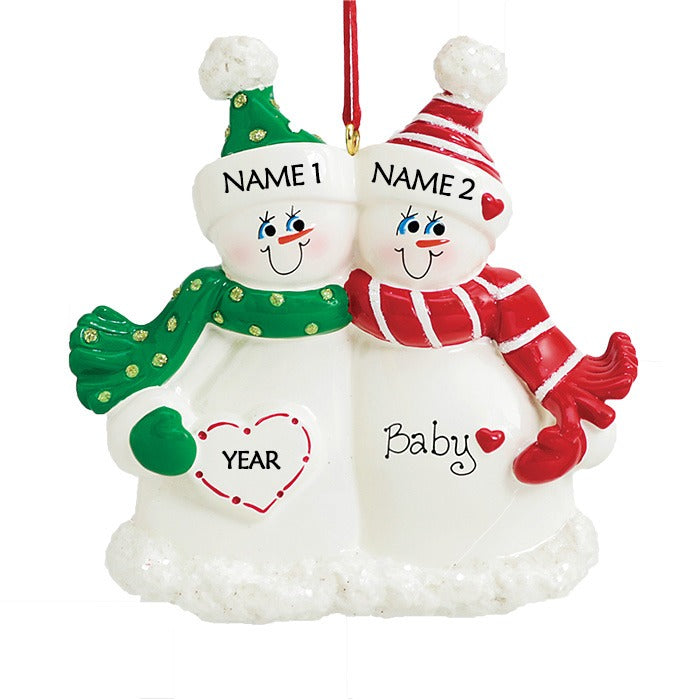 Expecting Snow Couple Personalised Christmas Ornament