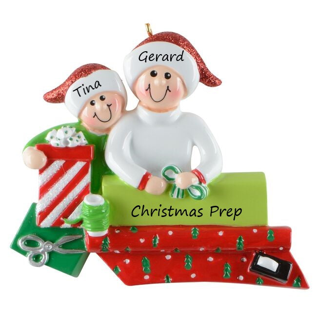 All Wrapped up Couple Personalised Christmas Ornament