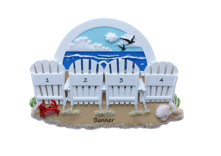 PX Beach Chairs 4 Personalised Ornament