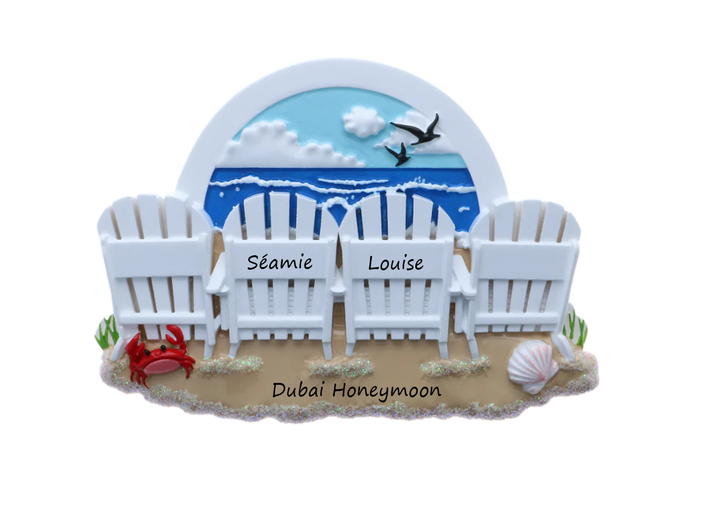 PX Beach Chairs 4 Personalised Ornament